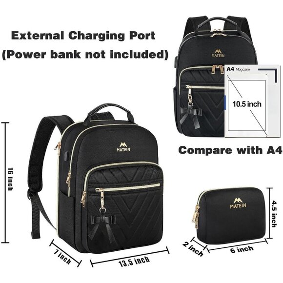 Stylish 15.6 Inch Waterproof Backpack Purse with USB Port - Ideal for Women main image 5